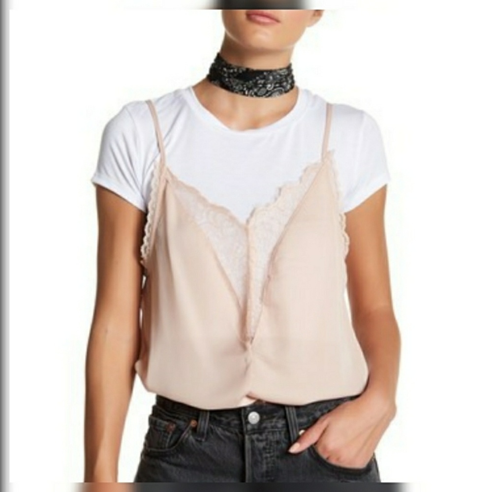 Layered Lace Cami White Crop Tee
